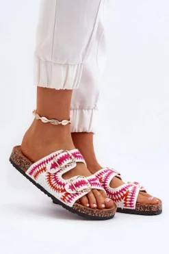 Hot Damskie Klapki Na Korkowej Podeszwie Białe Fannea Damskie Klapki Korkowe|Klapki Damskie Klasyczne