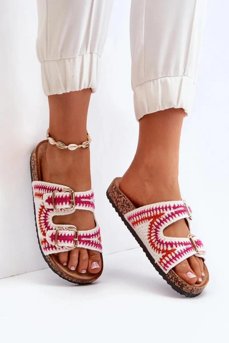 Hot Damskie Klapki Na Korkowej Podeszwie Białe Fannea Damskie Klapki Korkowe|Klapki Damskie Klasyczne