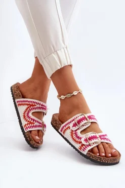 Hot Damskie Klapki Na Korkowej Podeszwie Białe Fannea Damskie Klapki Korkowe|Klapki Damskie Klasyczne