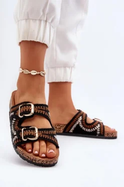 Klapki Korkowe|Klapki Damskie Klasyczne>Boto Damskie Klapki Na Korkowej Podeszwie Czarne Fannea