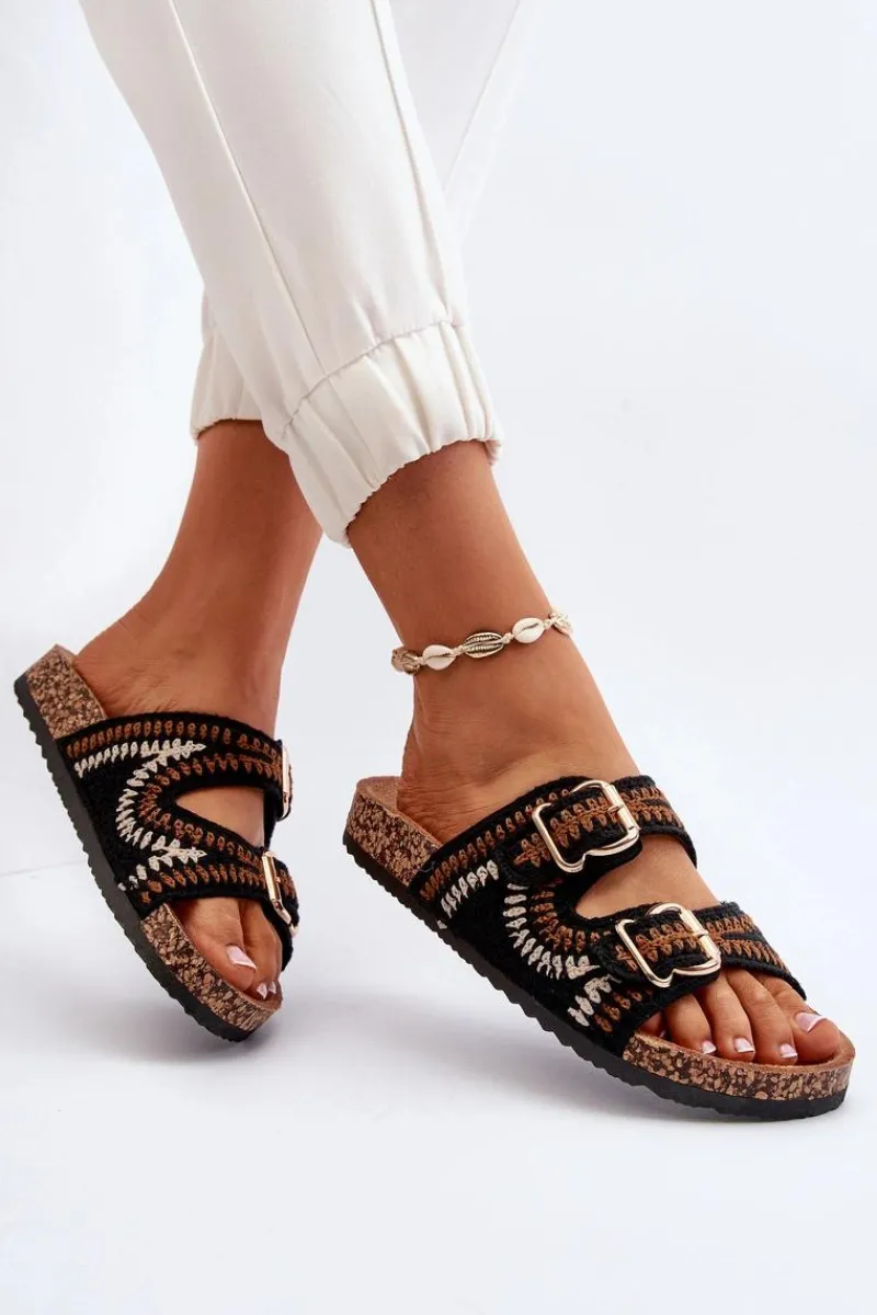 Klapki Korkowe|Klapki Damskie Klasyczne>Boto Damskie Klapki Na Korkowej Podeszwie Czarne Fannea