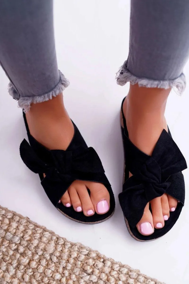 Klapki Korkowe|Klapki Damskie Klasyczne>Boto Damskie Klapki Na Korku Kokarda Czarne Fallen