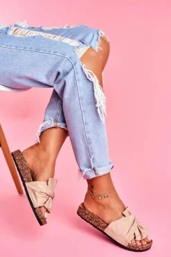 Klapki Korkowe|Klapki Damskie Klasyczne>Boto Damskie Klapki Na Korku Kokardki Beżowe Felis