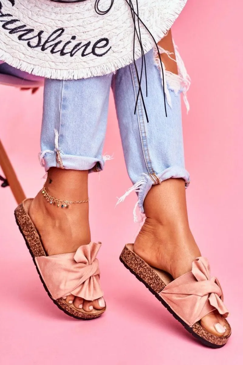 Klapki Korkowe|Klapki Damskie Klasyczne>Boto Damskie Klapki Na Korku Kokardki Beżowe Felis