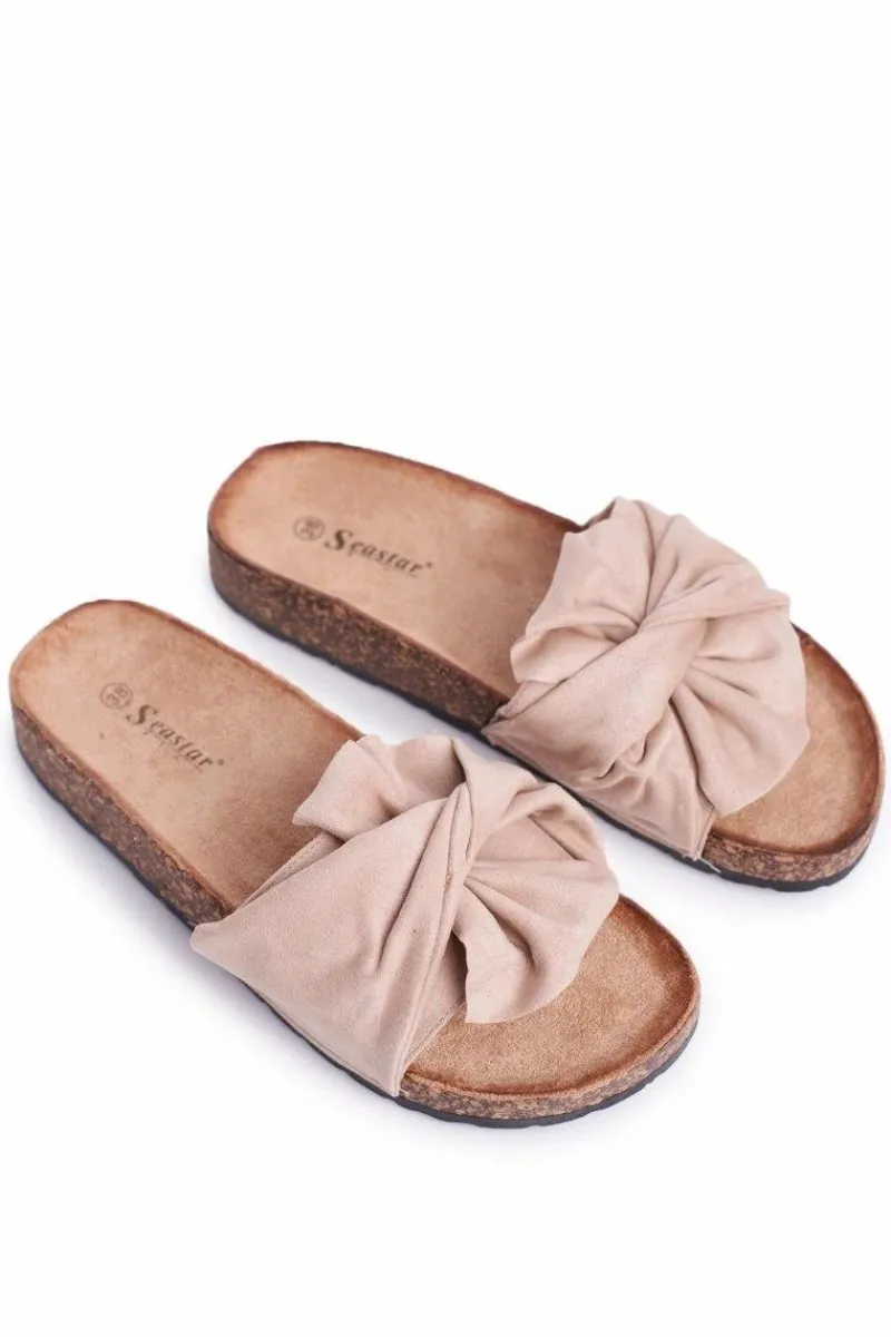 Klapki Korkowe|Klapki Damskie Klasyczne>Boto Damskie Klapki Na Korku Kokardki Beżowe Felis