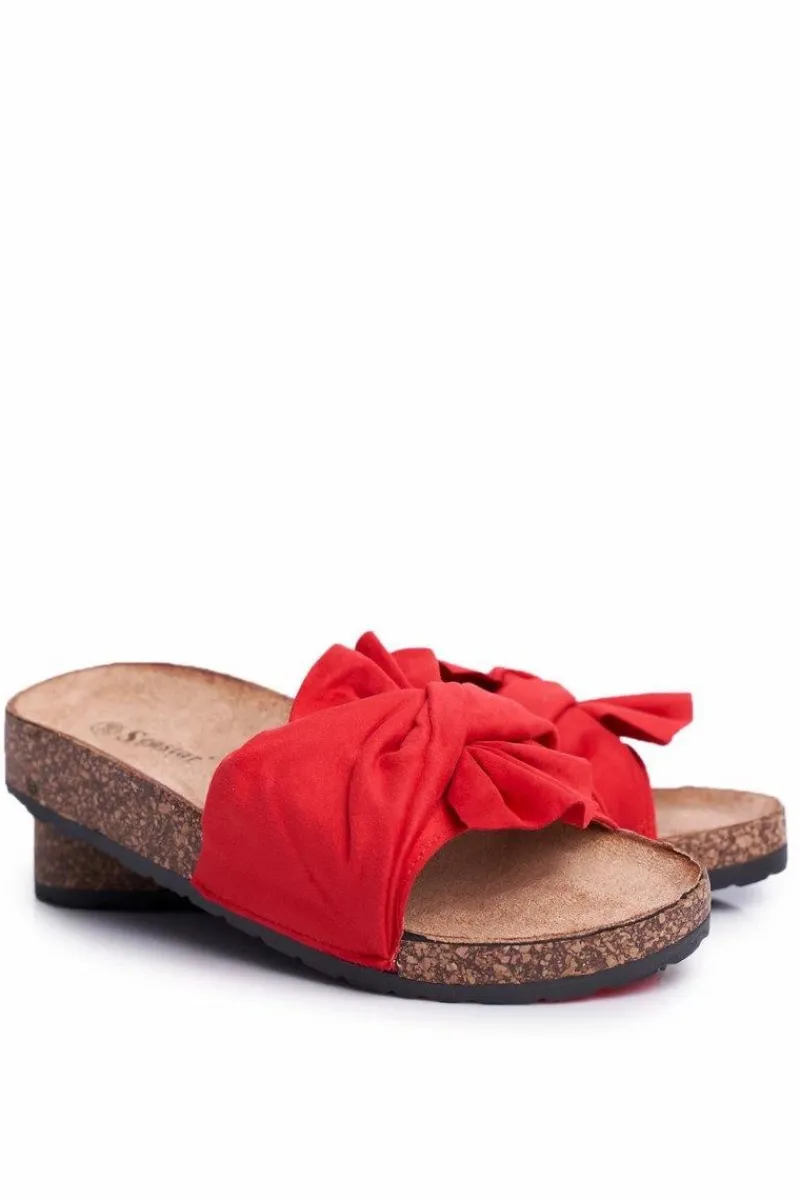 Klapki Korkowe|Klapki Damskie Klasyczne>Boto Damskie Klapki Na Korku Kokardki Czerwone Felis