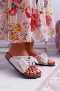 Klapki Korkowe|Klapki Damskie Klasyczne>Boto Damskie Klapki Na Korku Kokarda Beżowe Randy