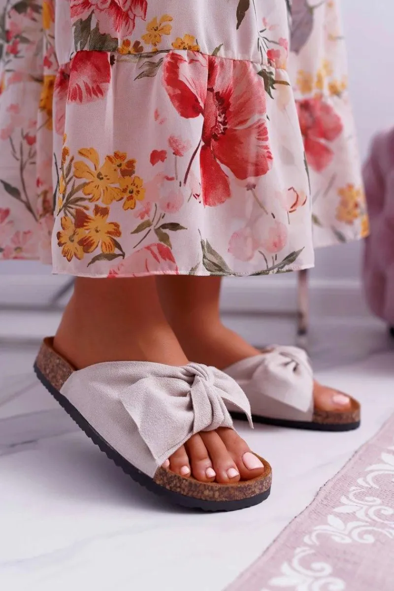 Klapki Korkowe|Klapki Damskie Klasyczne>Boto Damskie Klapki Na Korku Kokarda Beżowe Randy