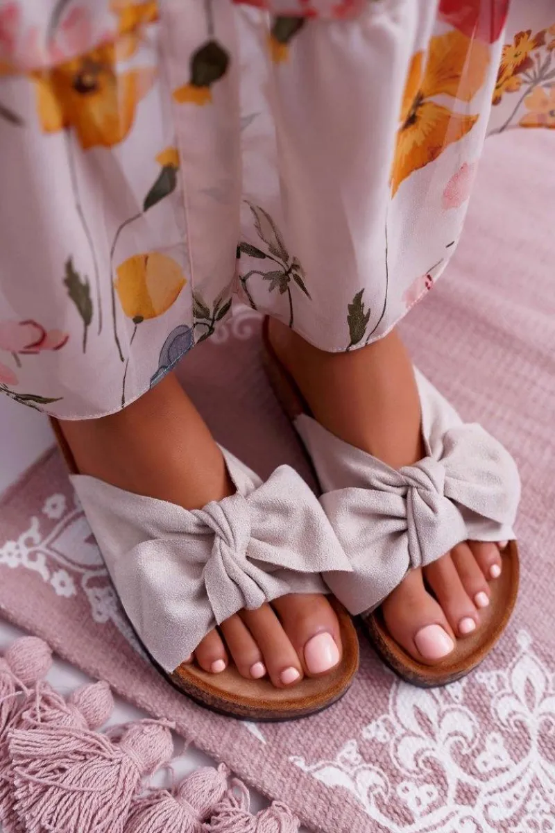 Klapki Korkowe|Klapki Damskie Klasyczne>Boto Damskie Klapki Na Korku Kokarda Beżowe Randy