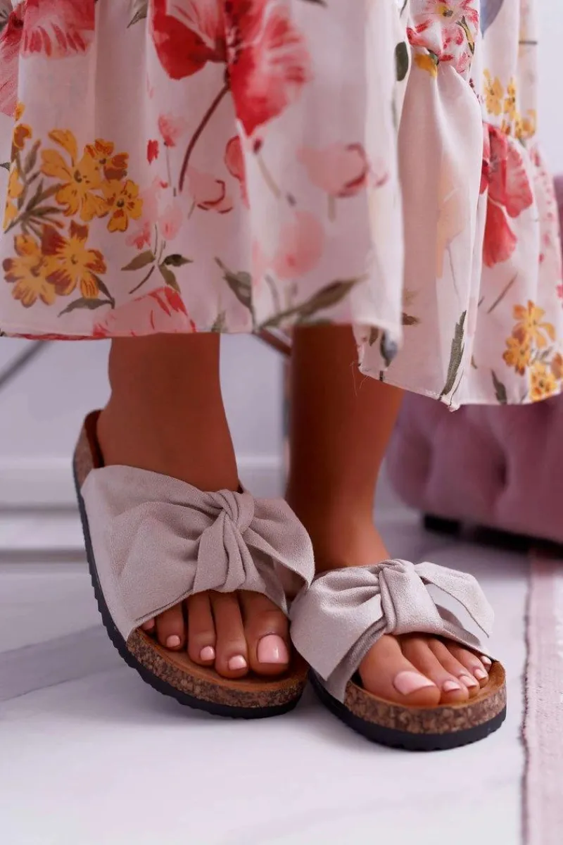 Klapki Korkowe|Klapki Damskie Klasyczne>Boto Damskie Klapki Na Korku Kokarda Beżowe Randy