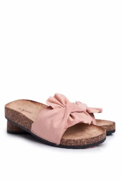 Best Boto Damskie Klapki Na Korku Kokardki Różowe Felis