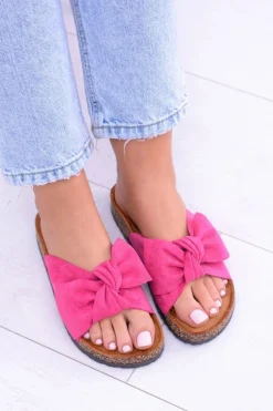 Best Damskie Klapki Na Korku Kokardki Wolly Fuksja Damskie Klapki Korkowe|Klapki Damskie Klasyczne