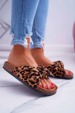 Klapki Korkowe|Klapki Damskie Klasyczne>Boto Damskie Klapki Na Korku Kokarda Leopard Randy