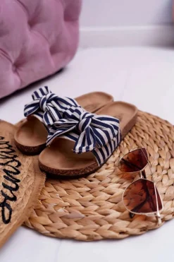 Best Damskie Klapki Na Korku Kokarda Marynarskie Myrtens Damskie Klapki Korkowe|Klapki Damskie Klasyczne