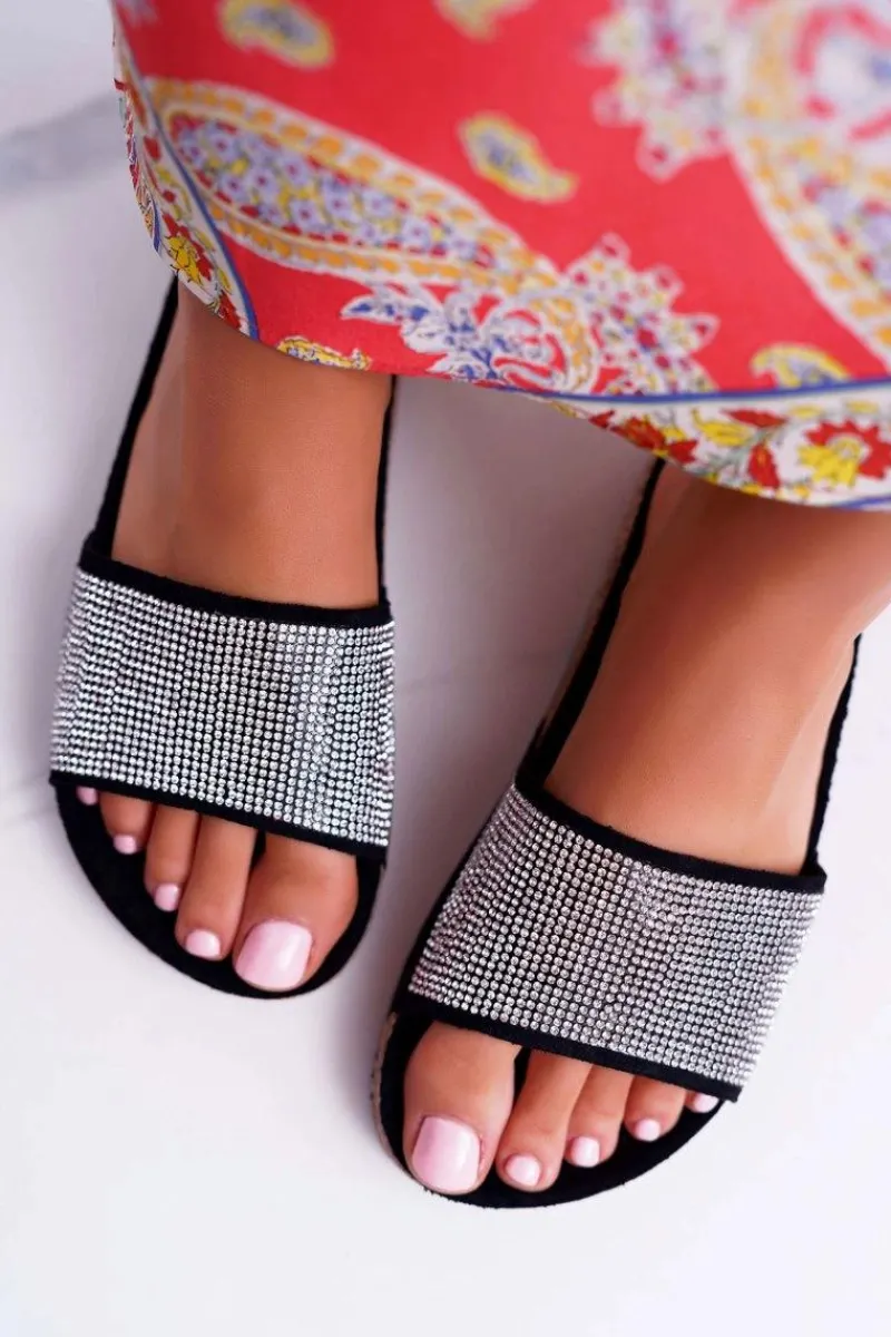 Klapki Korkowe|Klapki Damskie Klasyczne>Boto Damskie Klapki Na Korku Z Kryształkami Czarne Do It!