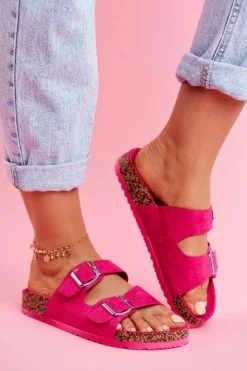 New Evento Damskie Klapki Na Korku Z Klamrami Fuksja Si Senor Różowy