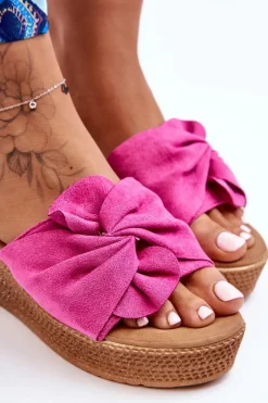 Sale Boto Damskie Klapki Na Koturnie Różowe Calama