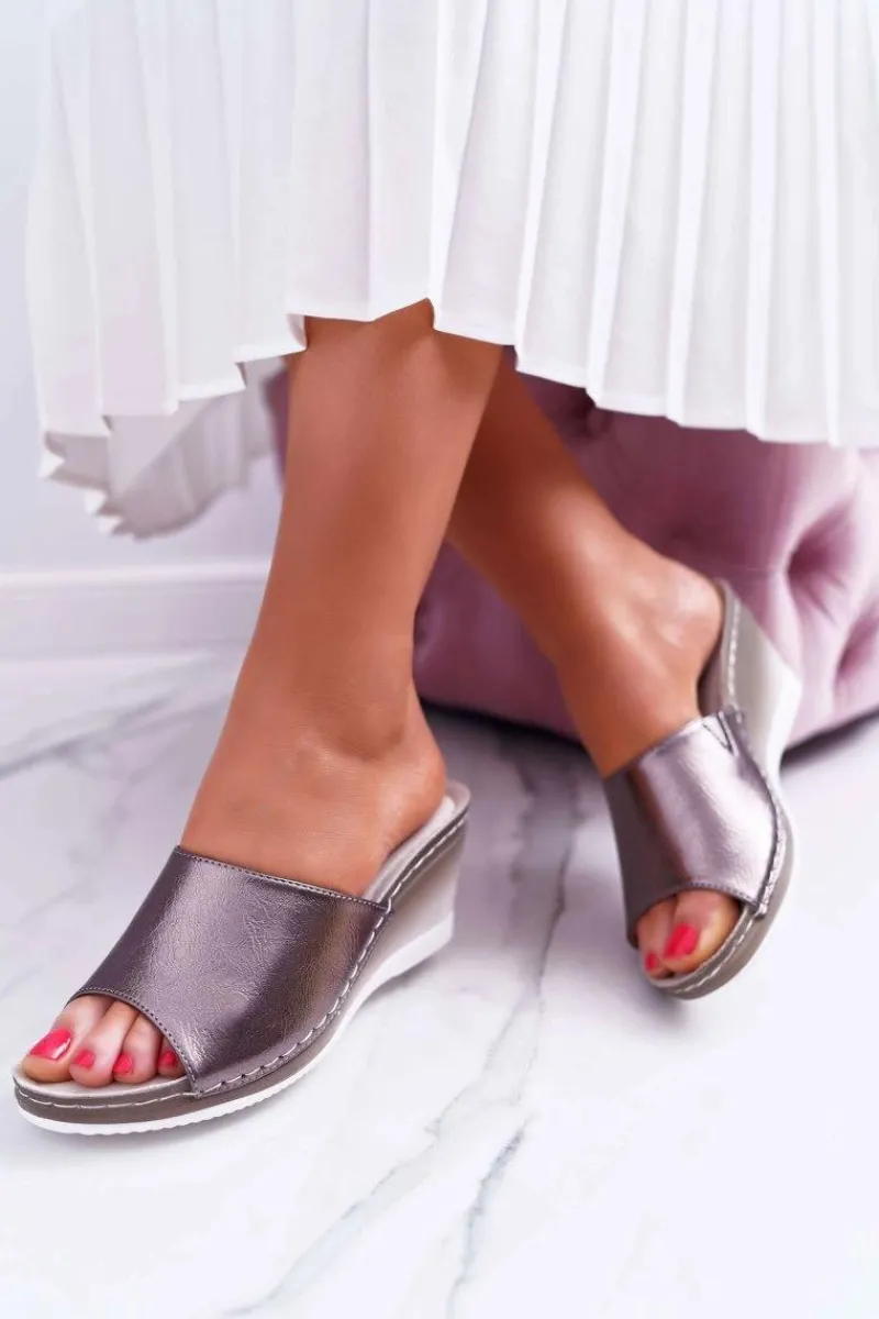 Klapki Na Koturnie|Klapki Na Obcasie>Buty damskie Vinceza Damskie Klapki Na Koturnie Eleganckie Metaliczne Loca