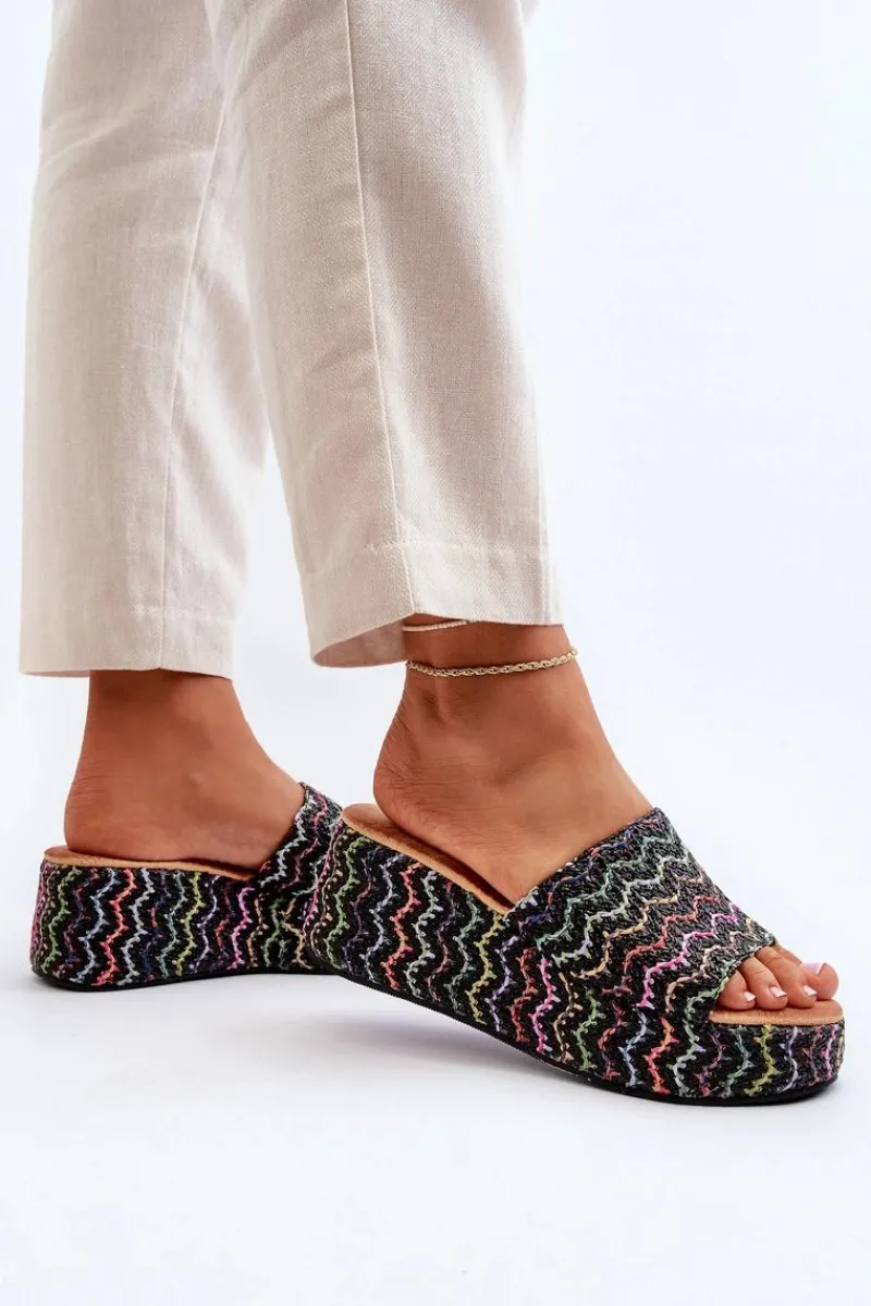 Klapki Na Koturnie|Klapki Na Platformie>Boto Damskie Klapki Na Koturnie Czarne Vanarila