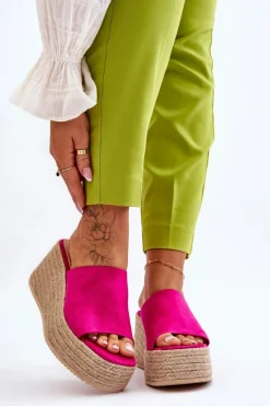 New Boto Damskie Klapki Na Koturnie I Platformie Fuksja Ysabel