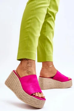 New Boto Damskie Klapki Na Koturnie I Platformie Fuksja Ysabel