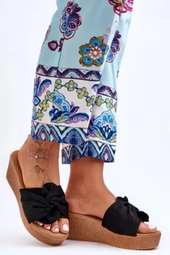 Clearance Damskie Klapki Na Koturnie Czarne Calama Damskie Klapki Na Koturnie|Klapki Na Platformie