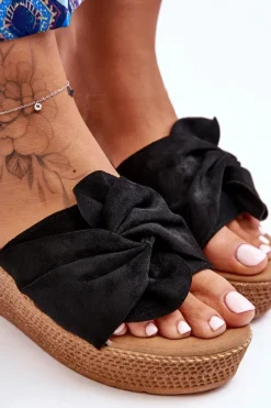 Clearance Damskie Klapki Na Koturnie Czarne Calama Damskie Klapki Na Koturnie|Klapki Na Platformie