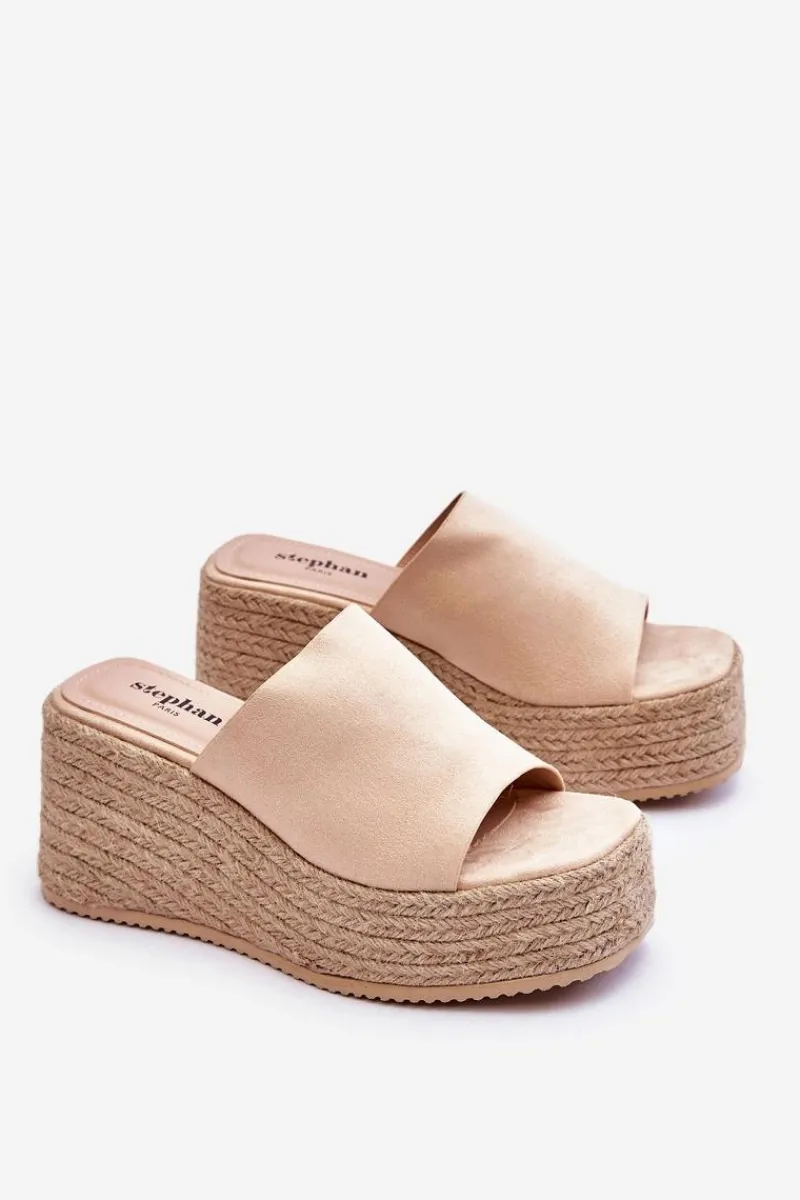 Klapki Na Koturnie|Klapki Na Platformie>Boto Damskie Klapki Na Koturnie I Platformie Beżowe Ysabel