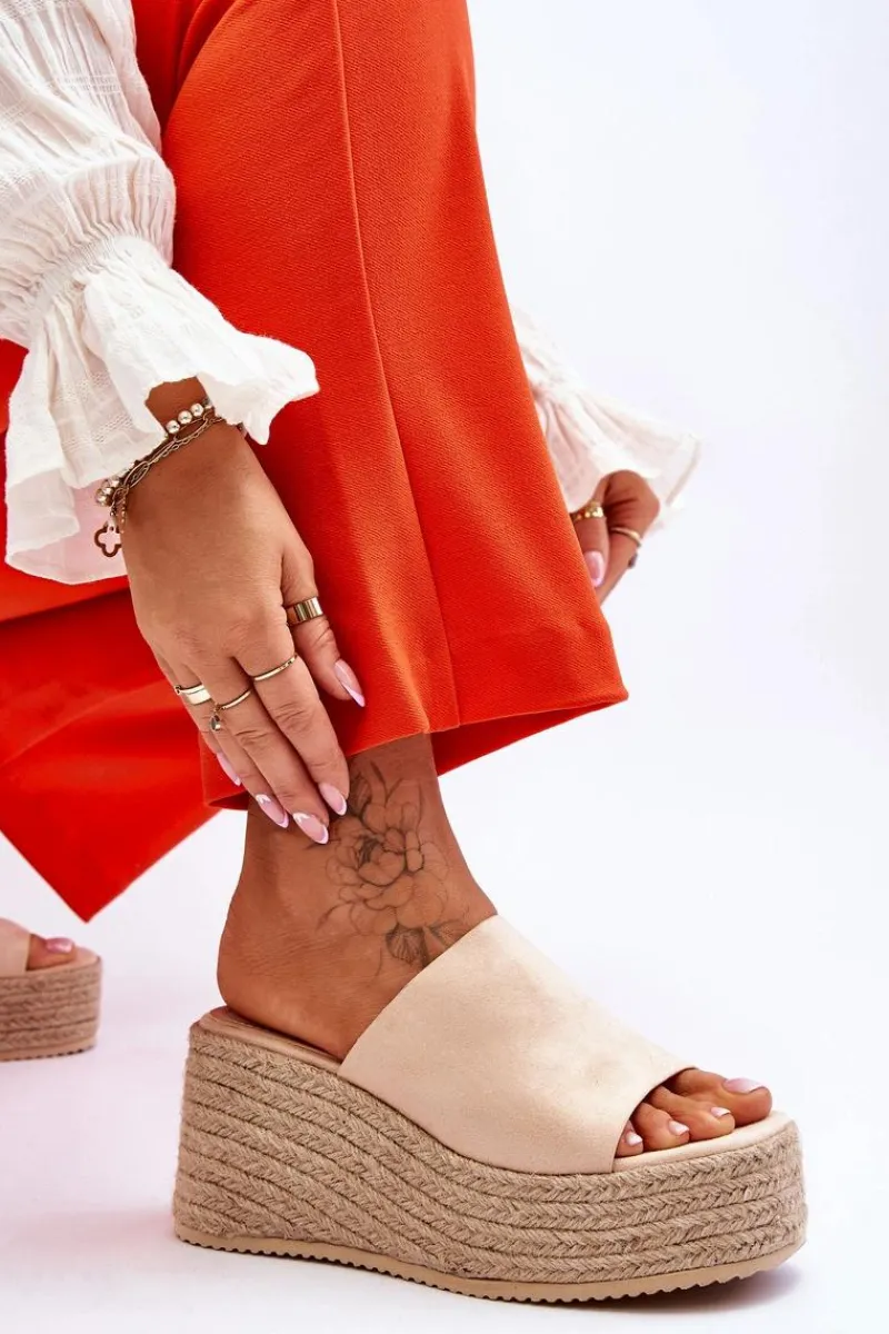 Klapki Na Koturnie|Klapki Na Platformie>Boto Damskie Klapki Na Koturnie I Platformie Beżowe Ysabel