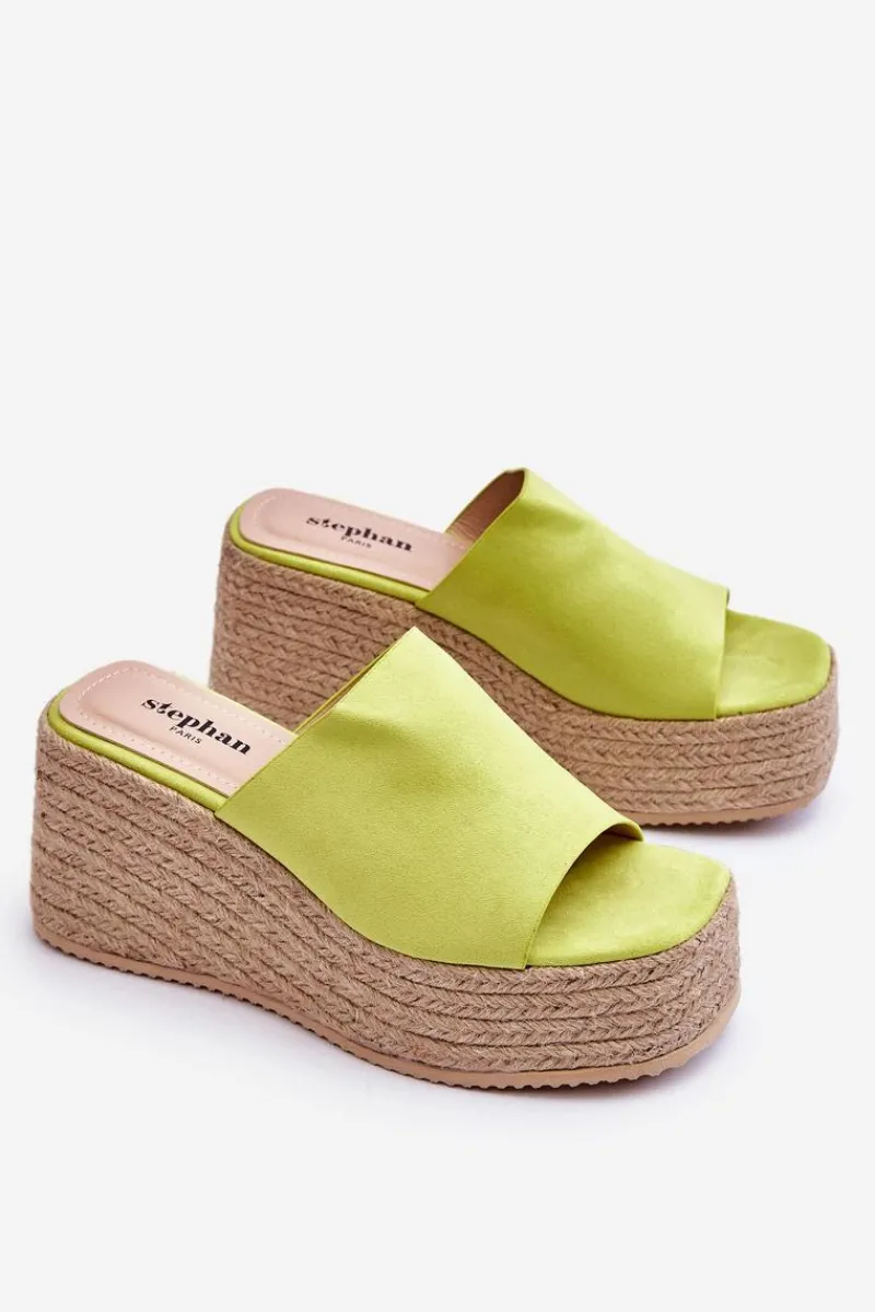 Clearance Damskie Klapki Na Koturnie I Platformie Limonkowe Ysabel Damskie Klapki Na Koturnie|Klapki Na Platformie