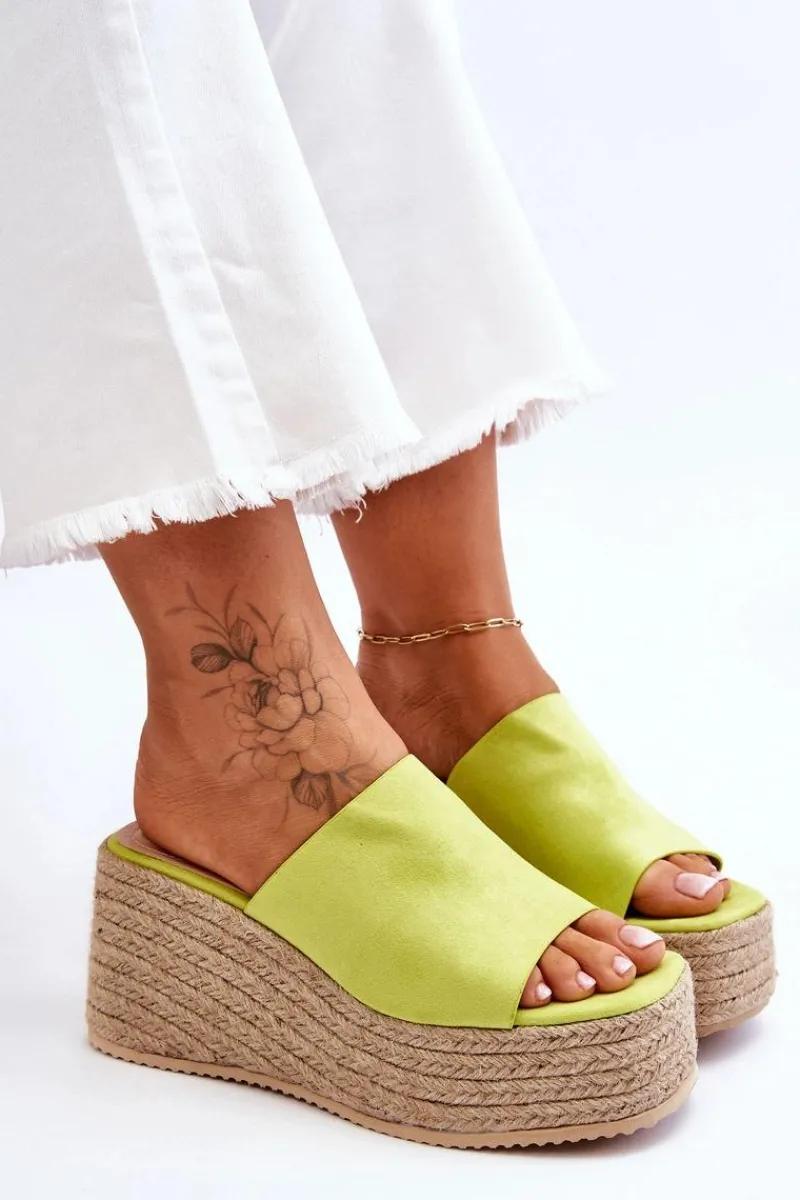 Clearance Damskie Klapki Na Koturnie I Platformie Limonkowe Ysabel Damskie Klapki Na Koturnie|Klapki Na Platformie
