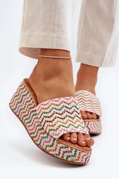 Sale Boto Damskie Klapki Na Koturnie Białe Vanarila