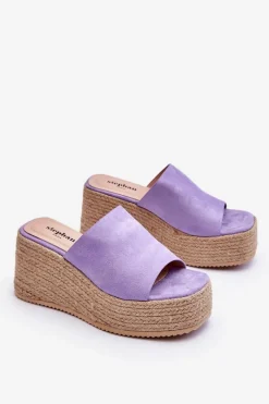 Discount Damskie Klapki Na Koturnie I Platformie Fioletowe Ysabel Damskie Klapki Na Koturnie|Klapki Na Platformie