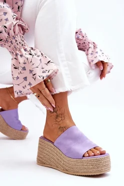 Discount Damskie Klapki Na Koturnie I Platformie Fioletowe Ysabel Damskie Klapki Na Koturnie|Klapki Na Platformie