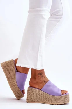 Discount Damskie Klapki Na Koturnie I Platformie Fioletowe Ysabel Damskie Klapki Na Koturnie|Klapki Na Platformie