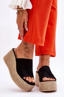 Best Boto Damskie Klapki Na Koturnie I Platformie Czarne Ysabel