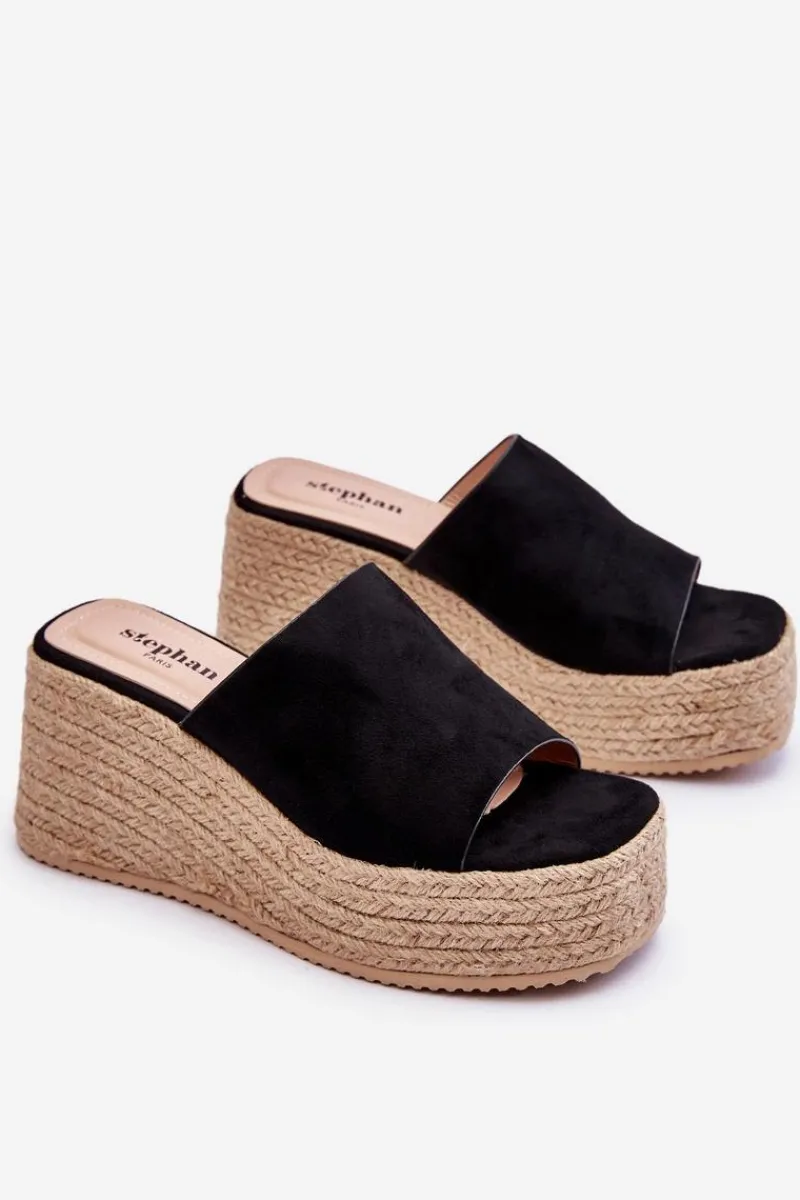 Best Boto Damskie Klapki Na Koturnie I Platformie Czarne Ysabel