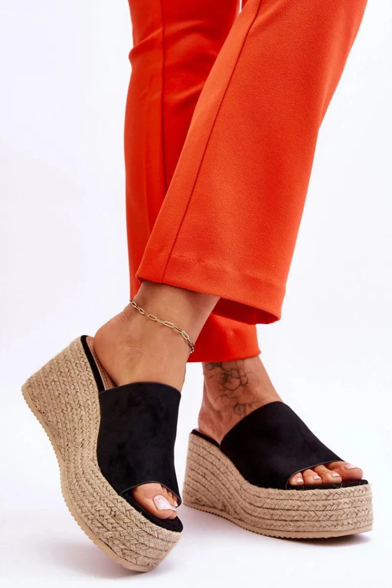 Best Boto Damskie Klapki Na Koturnie I Platformie Czarne Ysabel