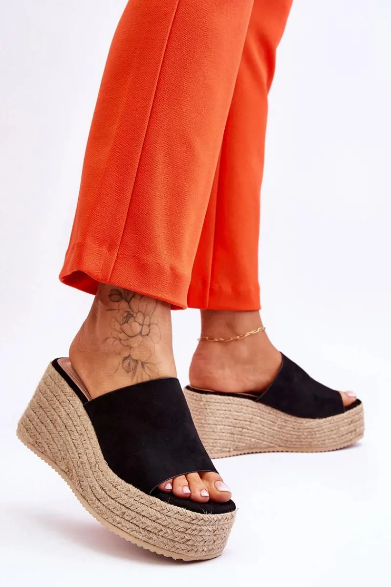 Best Boto Damskie Klapki Na Koturnie I Platformie Czarne Ysabel