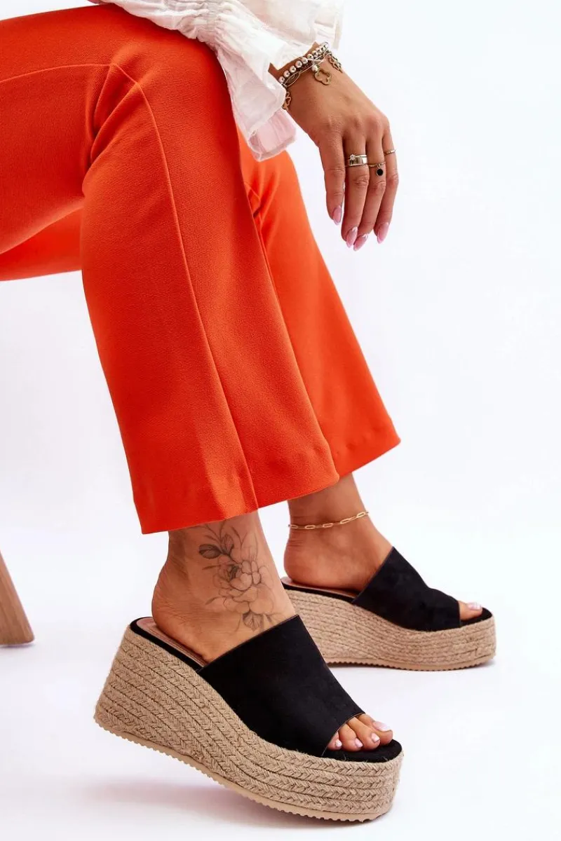 Best Boto Damskie Klapki Na Koturnie I Platformie Czarne Ysabel