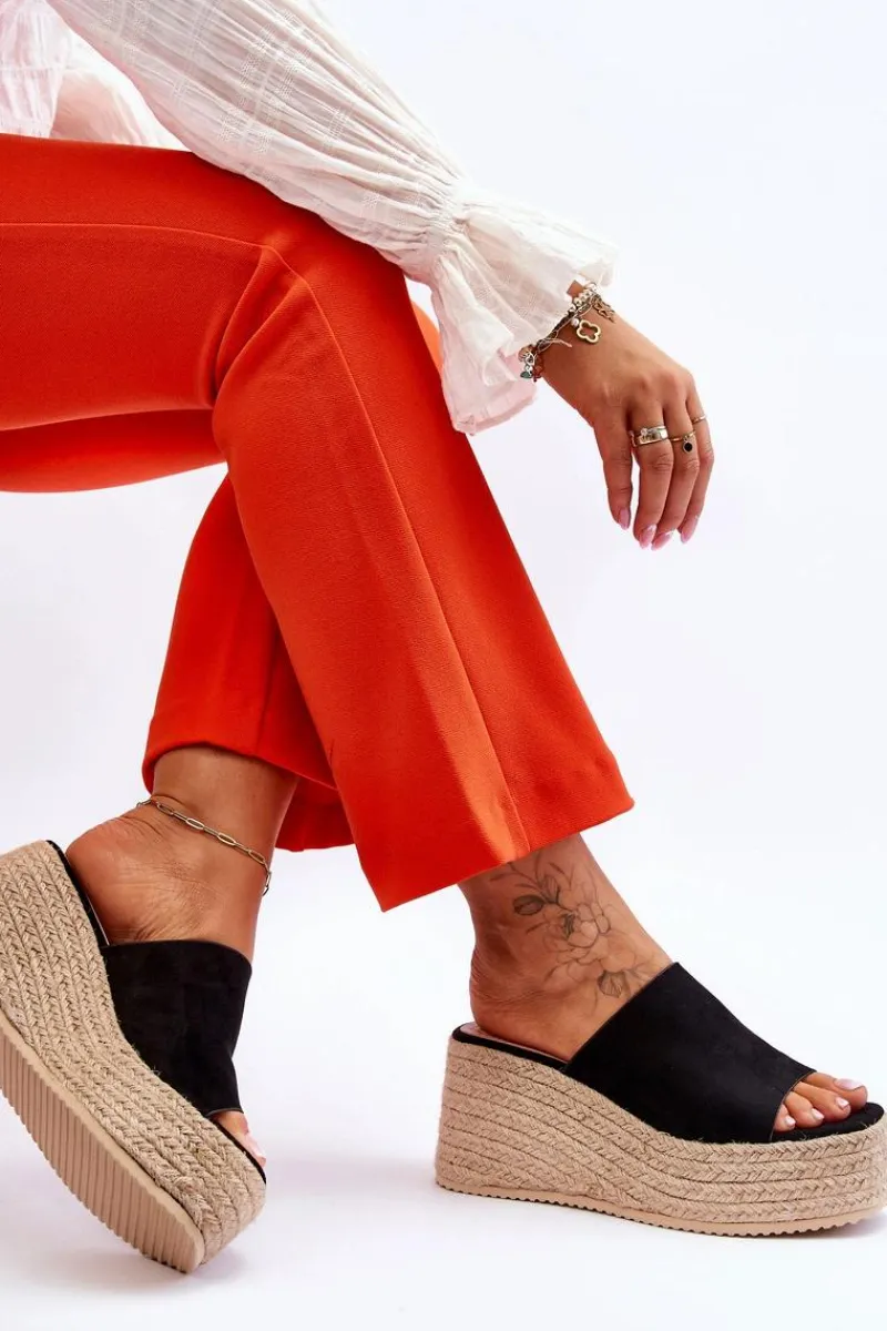 Best Boto Damskie Klapki Na Koturnie I Platformie Czarne Ysabel