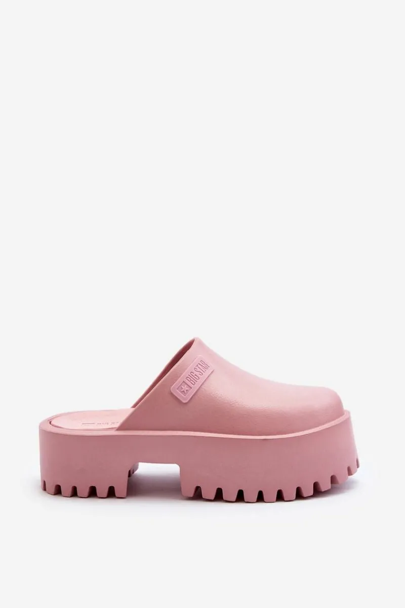 Klapki Damskie Big Star|Klapki Damskie Klasyczne>Big Star Shoes Damskie Klapki Na Masywnej Podeszwie Big Star NN274020 Różowe Różowy