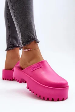 Klapki Damskie Big Star|Klapki Damskie Klasyczne>Big Star Shoes Damskie Klapki Na Masywnej Podeszwie Big Star NN274019 Fuksja Różowy