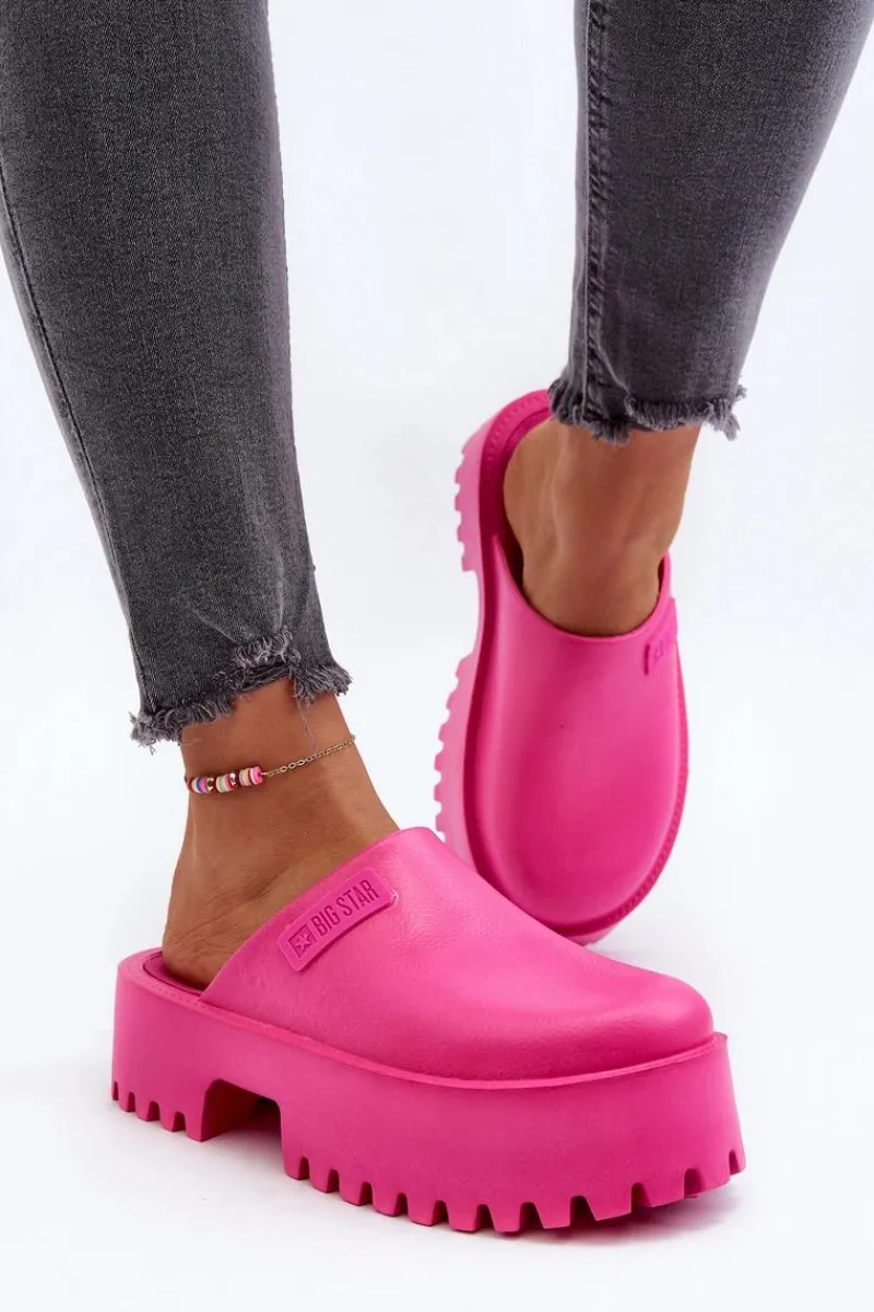 Klapki Damskie Big Star|Klapki Damskie Klasyczne>Big Star Shoes Damskie Klapki Na Masywnej Podeszwie Big Star NN274019 Fuksja Różowy