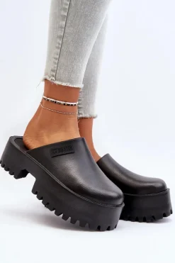 Clearance Damskie Klapki Na Masywnej Podeszwie Big Star NN274014 Czarne Damskie Klapki Damskie Big Star|Klapki Damskie Klasyczne