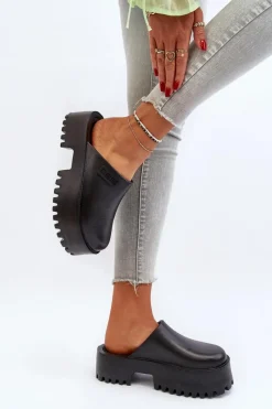 Clearance Damskie Klapki Na Masywnej Podeszwie Big Star NN274014 Czarne Damskie Klapki Damskie Big Star|Klapki Damskie Klasyczne