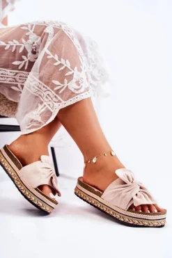 Damskie Klapki Na Masywnej Platformie Beżowe Terisa Damskie Klapki Na Platformie|Klapki Damskie Klasyczne