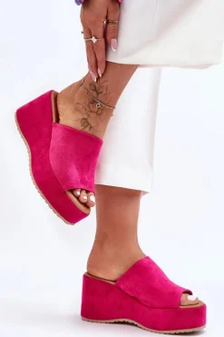 Clearance Boto Damskie Klapki Na Masywnej Platformie Fuksja Martina