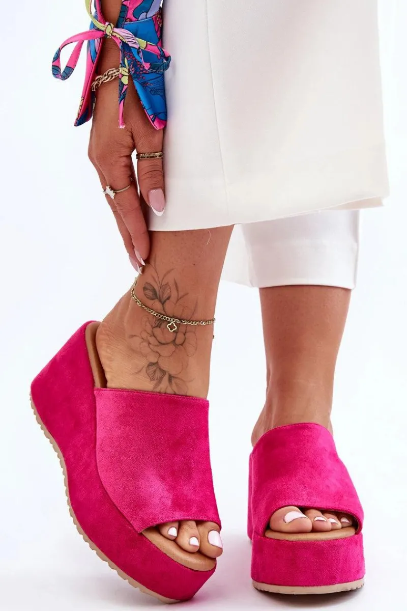 Clearance Boto Damskie Klapki Na Masywnej Platformie Fuksja Martina