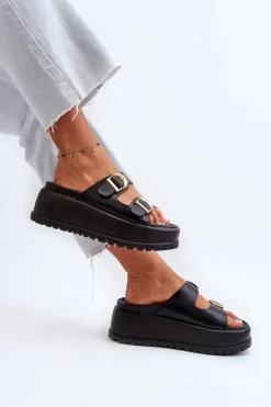 Sale Boto Damskie Klapki Na Masywnej Platformie Czarne Mililena